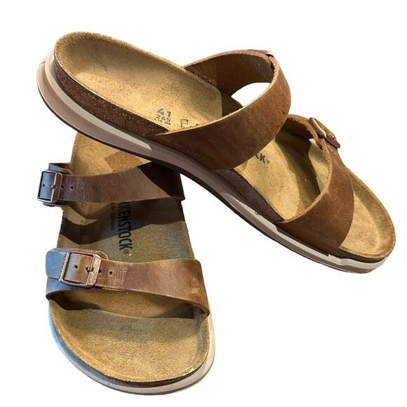 Birkenstock Women’s Sierra CT Ginger Brown Leather Sandal with Lug Sole Size 41 - Picture 1 of 9